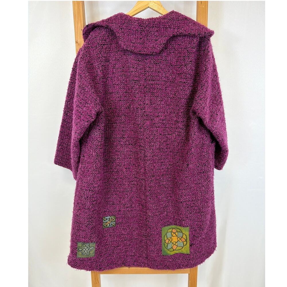 Vintage Bluefish 90's Pink Black Wool Button Down Long Sleeve Jacket Coat MED LG - Picture 5 of 8